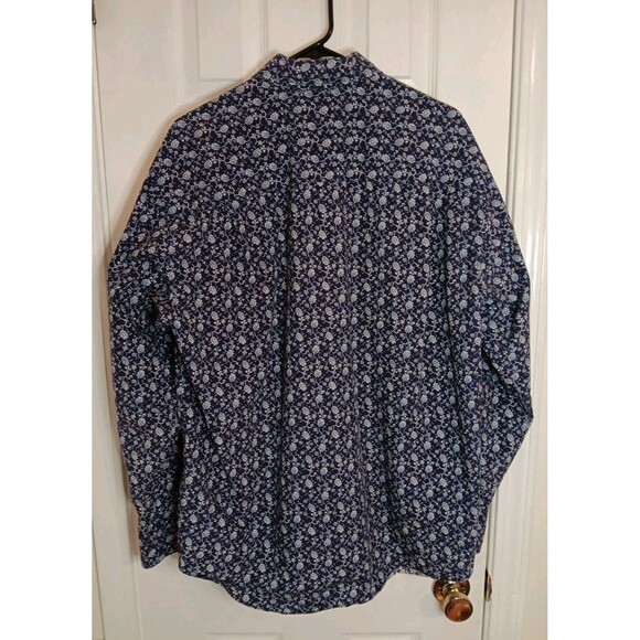 Nautica Men's Classic Allover Floral Button-Up Pocket Long Sleeve Shirt Navy L - Picture 3 of 6